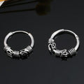 Antique Silver Tone Small Hoop Earrings in Three Scrollwork Designs view 5