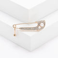 Crystal Safety Pin Brooch with Pearl Drop in Three Tones view 8