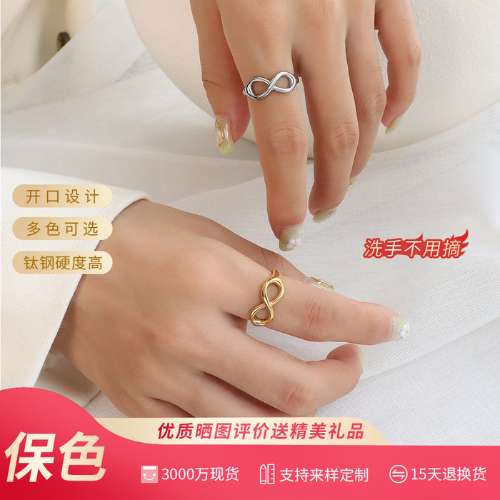 Infinity Figure Eight Open Band Ring Gold Steel Metal Finish