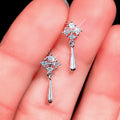 Gold and Silver Tone Geometric Crystal Drop Earrings view 1