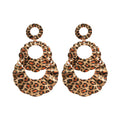 Layered Leopard Pattern Oval Drop Earrings Statement Jewelry Design view 5
