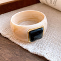 Acrylic Wide Bangle with Square Gold-Framed Cabochon view 9