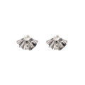 Gold Fan Shell Stud Earrings Pearl Crystal Accent Pair view 5