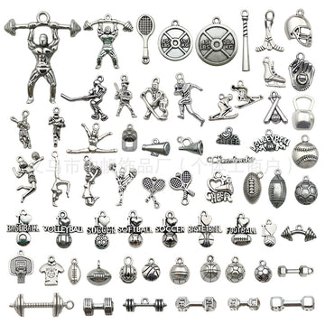 Metallic Sports Theme and Cheerleading Theme Metal Charms with 80 Listed Options