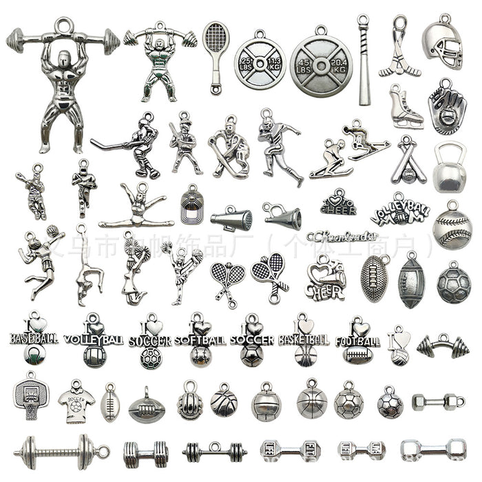 Metallic Sports Theme and Cheerleading Theme Metal Charms with 80 Listed Options