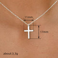 Minimal Plain Cross Pendant Necklace In Gold And Silver Tones view 4