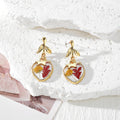 Heart Dried Flower Resin Stud Earrings Gold Leaf Posts 6 Styles view 4