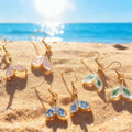 Mermaid Tail Dried Flower Earrings Gold Hooks Three Styles view 2