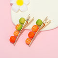 Gold Tone Orange Fruit Barrette with Four Miniature Charms view 4