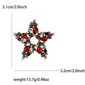 Red And Green Crystal Five-Point Star Brooch Decorative Lapel Pin view 6