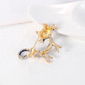 Blue Gold Tone Cat Crystal Enamel Metal Brooch Pin view 4