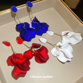 Petal Cascade Drop Earrings in White and Red Fashion Jewelry view 2