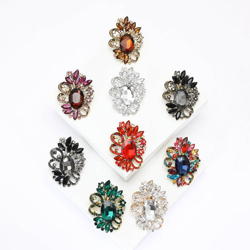 crystal loop leaf brooch, alternate product view
