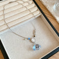 Playful Dog and Crystal Flower Pendant Necklaces Fashion Jewelry view 6