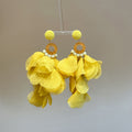 Layered Fabric Petal Statement Earrings In Three Colors view 7