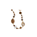 Brown Mixed Bead Long Necklace Crackled Oval Crystal Stations view 5