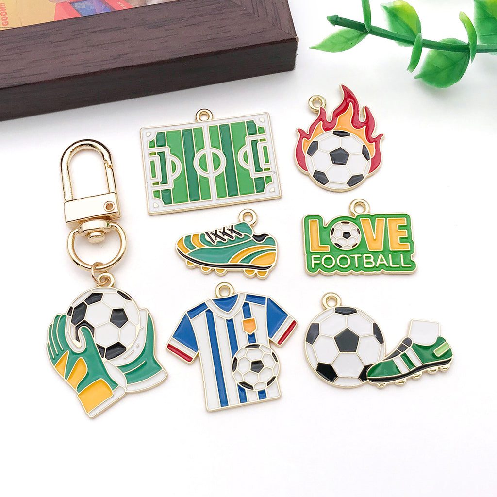 Enamel Zinc Alloy World Cup Football Charm Pendant for Necklace Bag Keychain