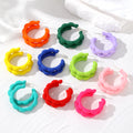 Matte Scalloped C-Shape Hoop Stud Earrings 11 Colors view 1