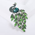 Large Cascading Crystal Peacock Brooch in Three Colors view 3