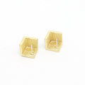 Gold Tone Black Enamel Cube Geometric Stud Earrings view 3