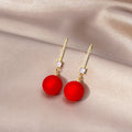 Long Clear Look Bar and Pearl Look Ball Drop Earrings view 3