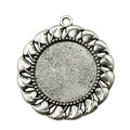 Leaf Border Round Cabochon Settings in Two Finishes view 1
