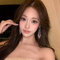 Crystal Teardrop Chandelier Earrings with Pearl Fringe view 4