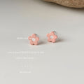 Matte Soft Pink Open Center Flower Mini Stud Earrings view 3