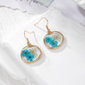 Irregular Gold Frame Resin Dried Flower Earrings 7 Colors view 2