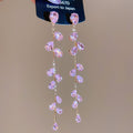 Colorful Teardrop Long Chain Tassel Stud Earrings with Polished Metal Details view 6