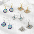 Rhinestone Evil Eye Round, Eye and Heart Drop Earrings in Five Designs view 1