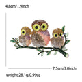 Three Owl Crystal Brooch on Leafy Branch in Two Palettes view 7