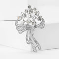 Crystal Flower Bouquet Brooch with Ribbon Stems Decorative Clothing Pin view 2