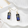 Black Rectangular Pressed Flower Drop Earrings in Eight Designs view 7