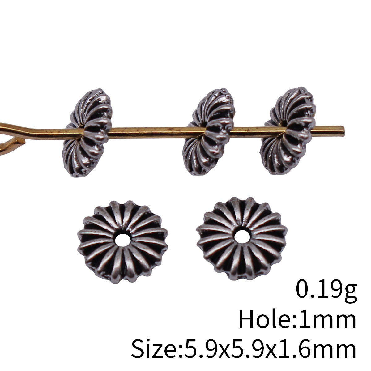 6x6x1.6mm/7.8x7.8x2mm Multicolor Zinc Alloy Radial Texture Spacer Beads for Bracelet Necklace DIY Jewelry Making