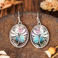 Antique Silver Oval Dragonfly Abalone Hook Drop Earrings view 3