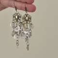 Antique Silver Tone Filigree Chandelier Hook Earrings view 2