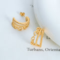 Gold Multi Band Geometric Hoop Earrings Rope Link Design view 3
