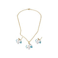 White Blue Enamel Pearl Starfish Necklace Earring Set view 5