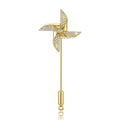 Crystal Pinwheel Long Pin Brooch In Gold And Silver Tone view 1