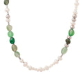 Silver Tone Pearl Green Stone Beaded Necklace Adjustable Chain view 5