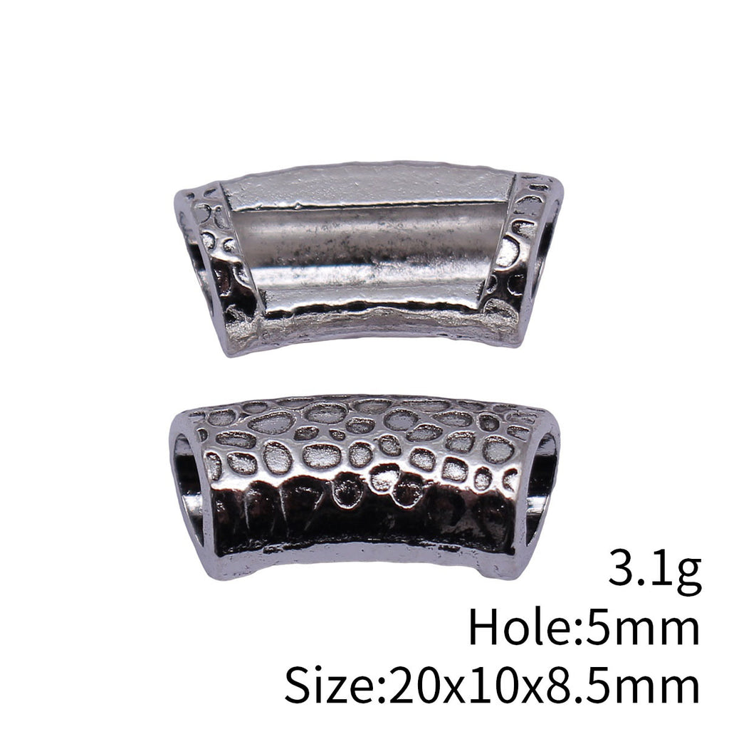 20x10x8.5mm 3.1g Multicolor Zinc Alloy Snakeskin Pattern Curved Tube Large Hole Beads for Bracelets