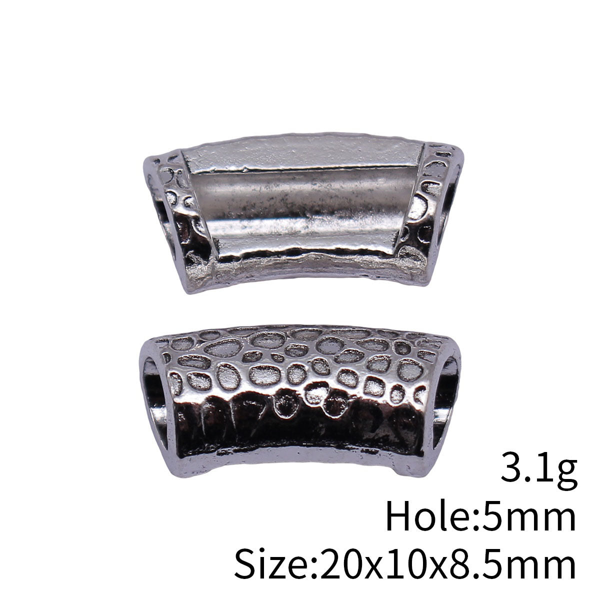 20x10x8.5mm 3.1g Multicolor Zinc Alloy Snakeskin Pattern Curved Tube Large Hole Beads for Bracelets