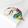 Colorful Enamel Deer Brooch With Polished Metal And Sculpted Decorative Details view 2