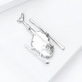 Abalone Shell Helicopter Brooch Silver Tone Rhinestone Nose view 4