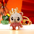 Crowned Jeweled Panda Keychain in a Pink Crystal Outfit view 4