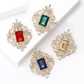 Gold Filigree Center Gem Rhinestone Brooch Four Colors view 2