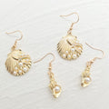 Gold Pearl Scallop Shell Conch Drop Earrings 2 Styles view 2