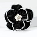 Large Fabric Camellia Brooch in Black or Ivory White view 4