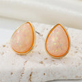 Gold Tone Opal Effect Teardrop Stud Earrings in Five Colors view 3